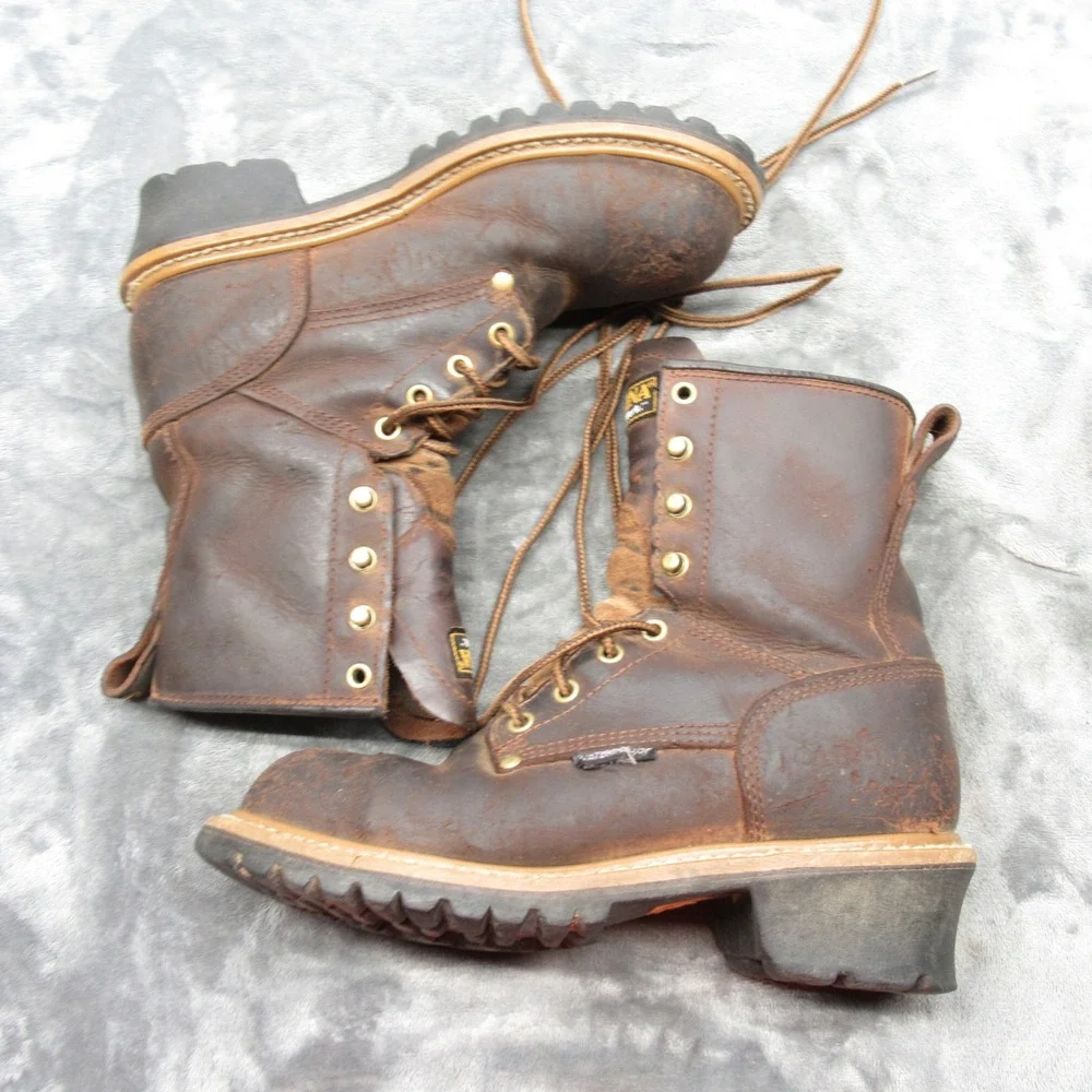 Carolina Work Boots Mens 7.5‎ D Brown Waterproof Leather Hard Toe Lace-Up VTG